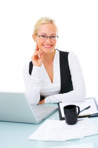 Business woman in front of computer